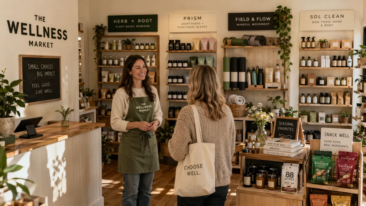 Store interior with branded sections