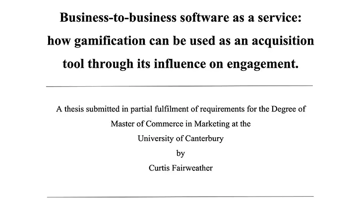 a screenshot of curtis fairweather masters thesis on b2b saas marketing with gamification