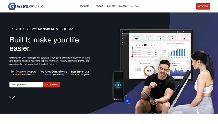 a screenshot of gymmaster gym management software website