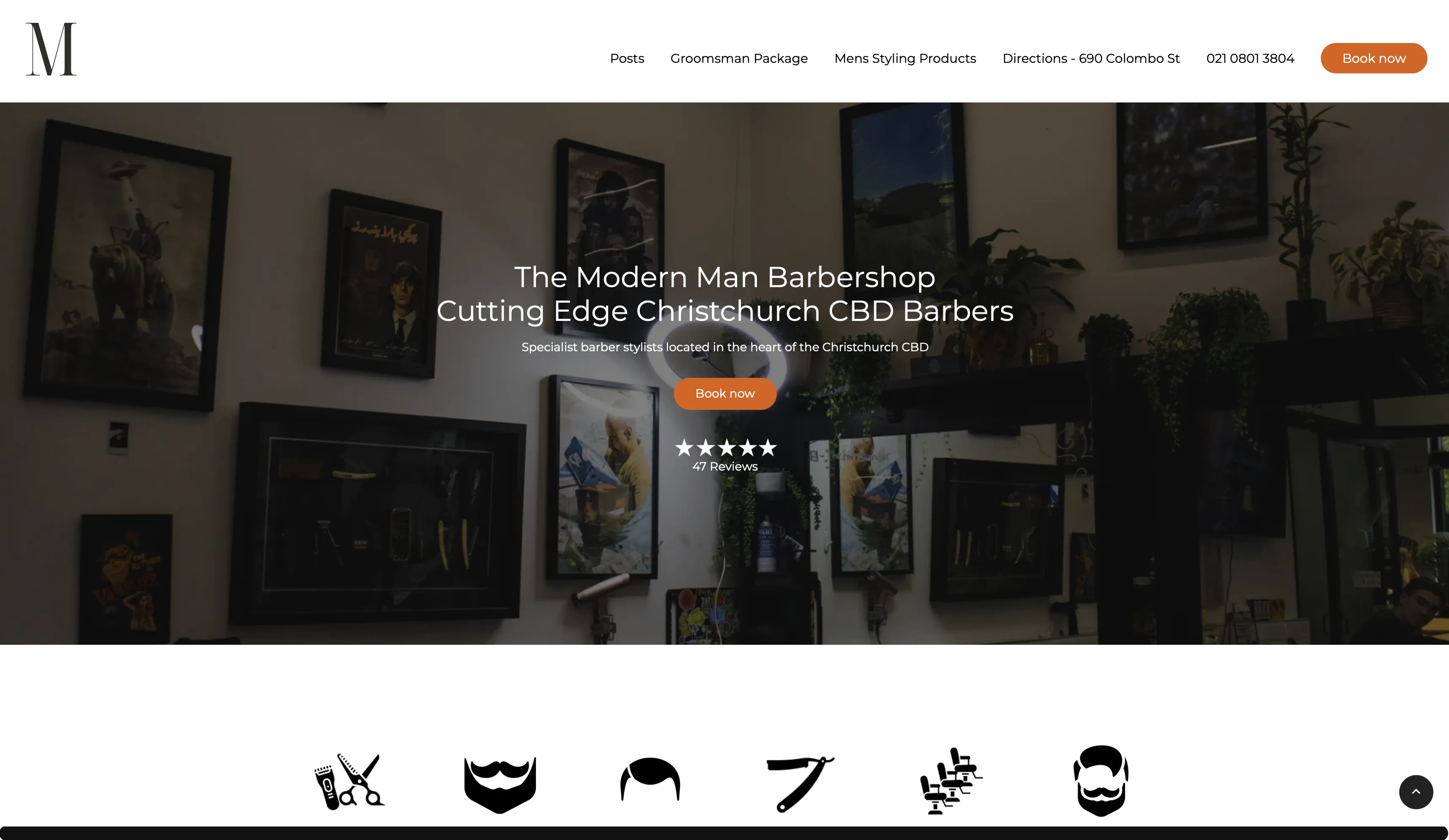 a screenshot of modern man barbershop website